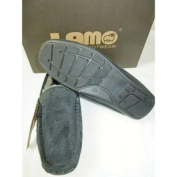 Lamo Men's Suede Boston Slip on Loafer Driving Moc Black Super Cozy NIB CM1244 - Picture 4 of 5